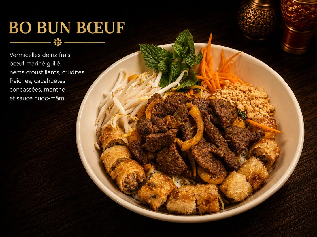 Bol de pho fumant aux herbes fraîches
